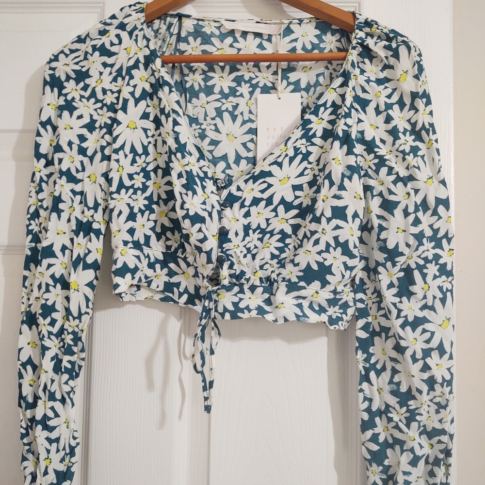 Zara NWT Floral print crop top size S